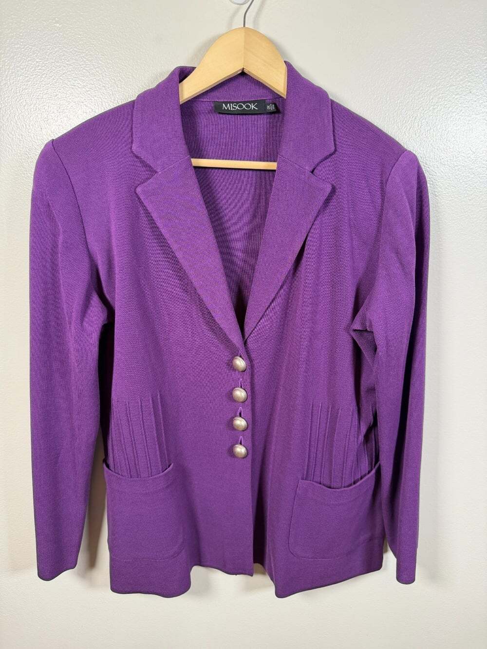 Misook Cardigan Sweater Size 0X Purple  Artsy Art to Wear Work Office Capsule